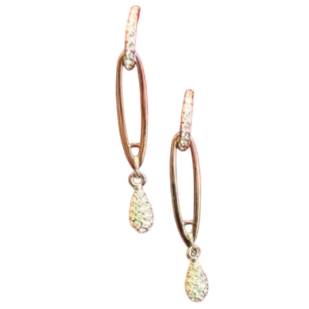 Swarovski Silver Tone Rhinestone Vintage Clip On Earrings Dangle Drop Pauve